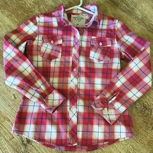 Abercrombie & Fitch- Pink Plaid Ladies Flannel Shirt